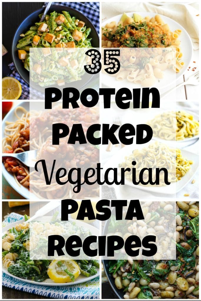 35 Protein Packed Vegetarian Pasta Recipes!  Each delicious pasta recipe is also packed with tons of protein!