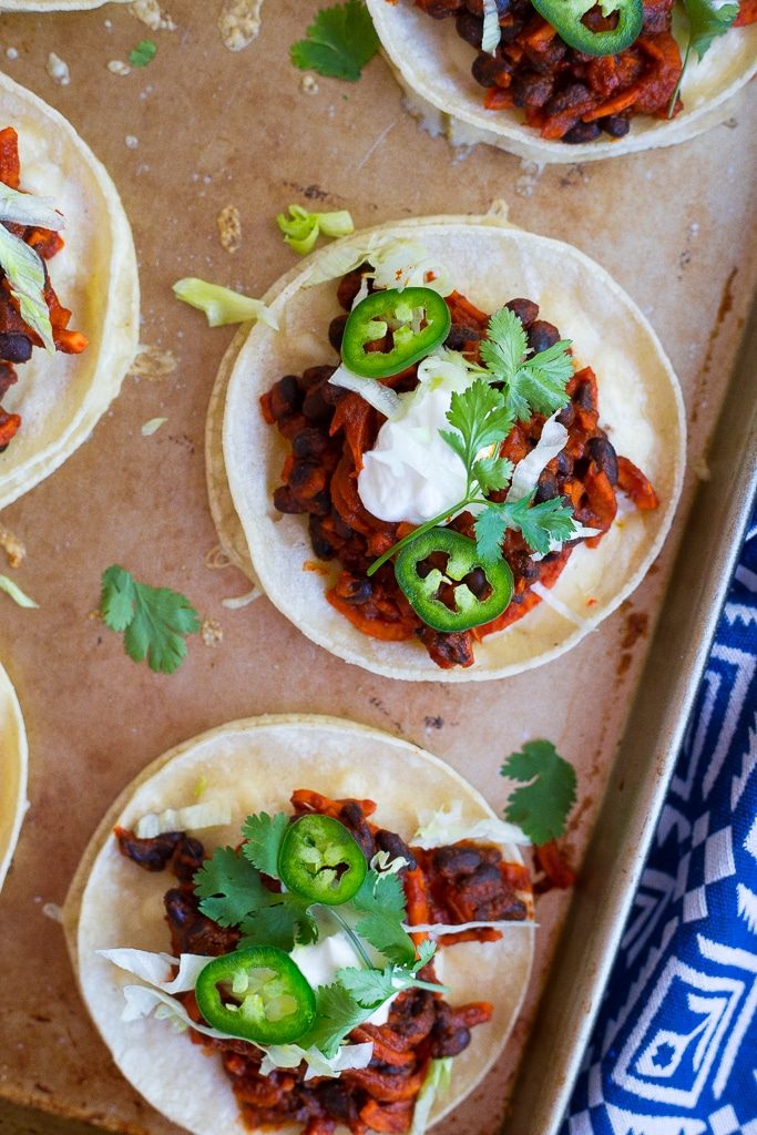 Inside Out Enchiladas with Black Beans & Spiralized Sweet Potato. Thesecome together in only 30 minutes and are so much easier to make than regular enchiladas, but have the same great taste!