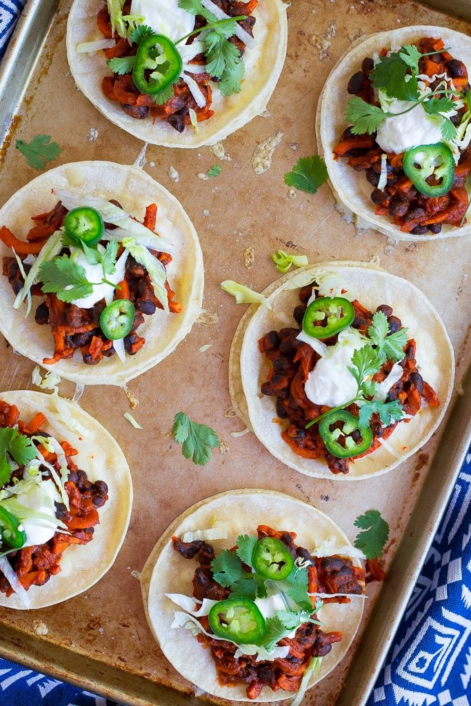 Inside Out Enchiladas with Black Beans & Spiralized Sweet Potato. Thesecome together in only 30 minutes and are so much easier to make than regular enchiladas, but have the same great taste!