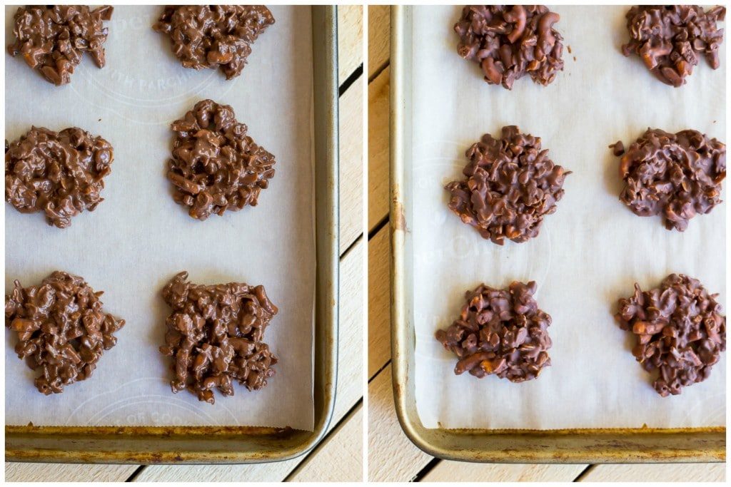 No Bake Chocolate Pretzel Peanut Butter Cookies!  So easy to make and they make for a delicious snack or dessert when you're craving cookies but don't want to turn on the oven! {gluten free}