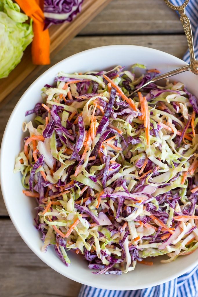 Creamy Greek Yogurt Coleslaw {Mayo Free}-Main