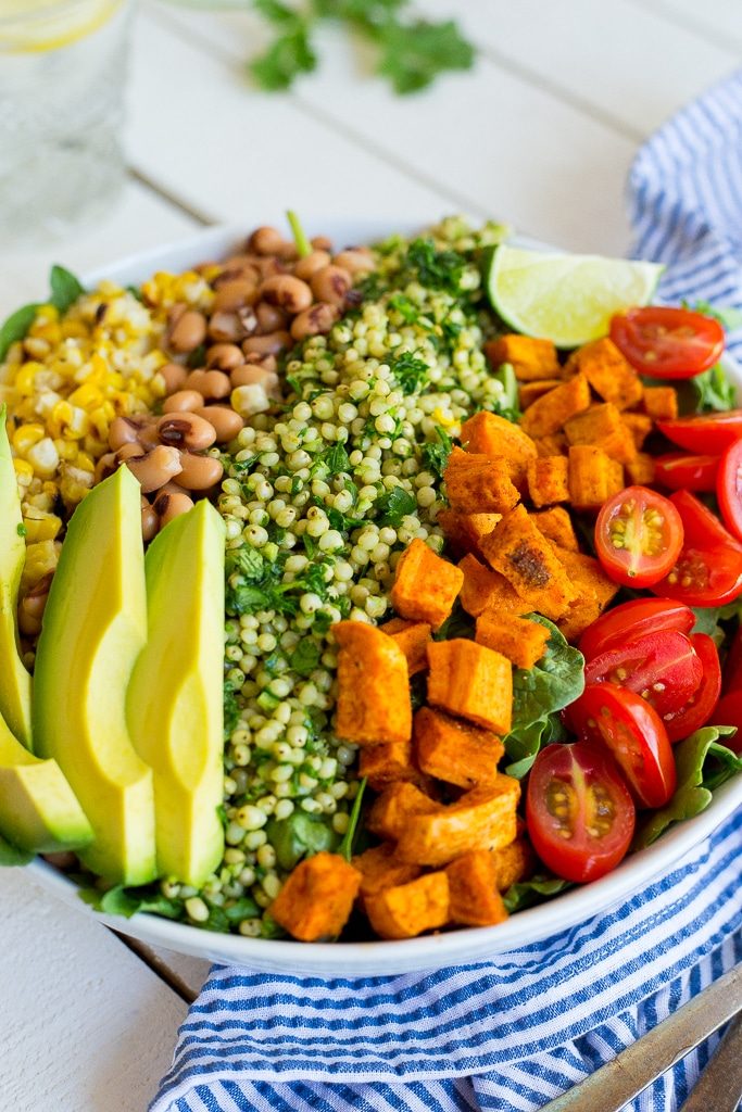 Green Sorghum Burrito Bowls with Roasted Sweet Potato!  These burrito bowls are fresh, filling and delicious! {gluten free, vegan}