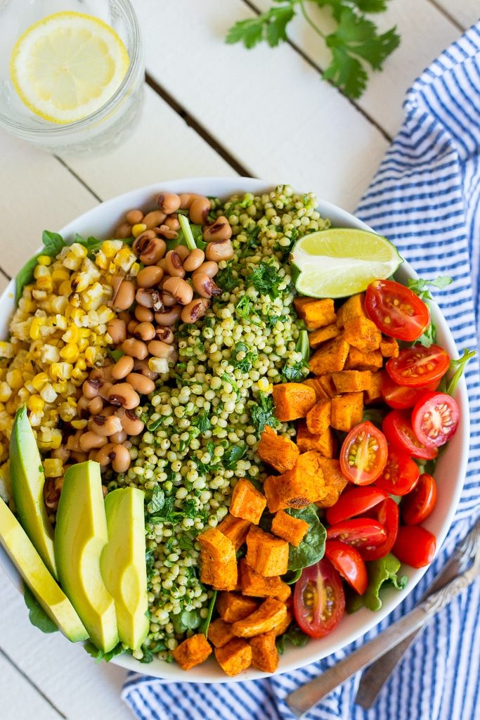 Green Sorghum Burrito Bowls with Roasted Sweet Potato!  These burrito bowls are fresh, filling and delicious! {gluten free, vegan}
