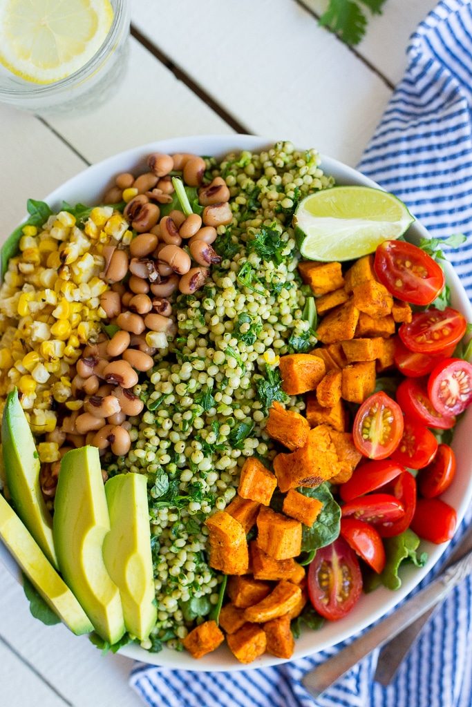 Green Sorghum Burrito Bowls with Roasted Sweet Potato!  These burrito bowls are fresh, filling and delicious! {gluten free, vegan}