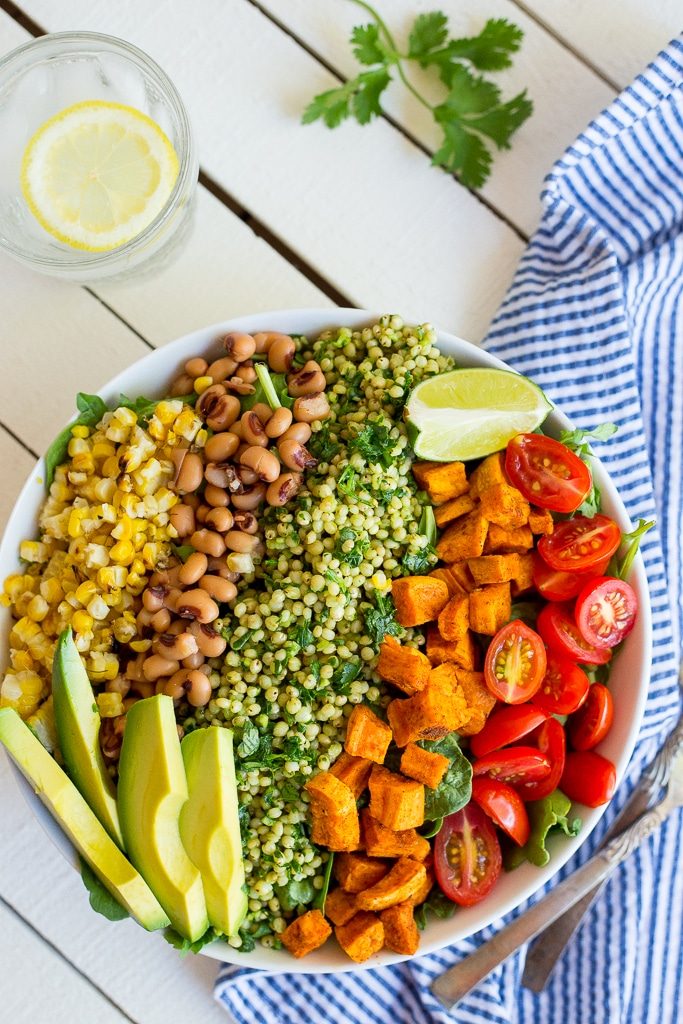 Green Sorghum Burrito Bowls with Roasted Sweet Potato!  These burrito bowls are fresh, filling and delicious! {gluten free, vegan}