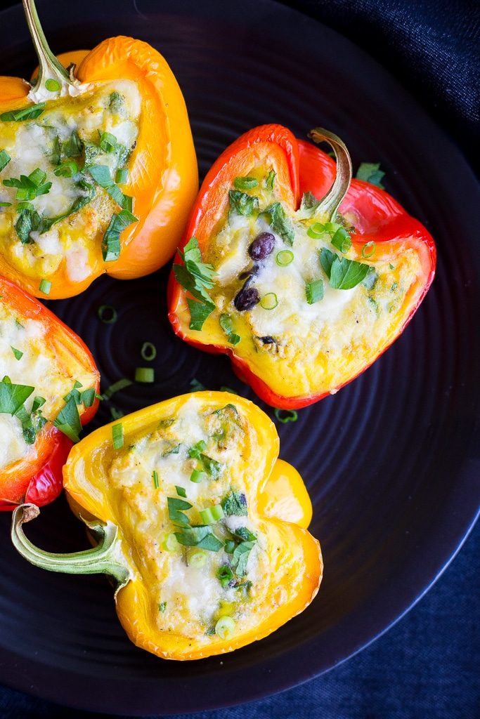 These healthy and hearty Loaded Breakfast Stuffed Peppers can be made ahead of time and re-heated for a delicious breakfast all week long!
