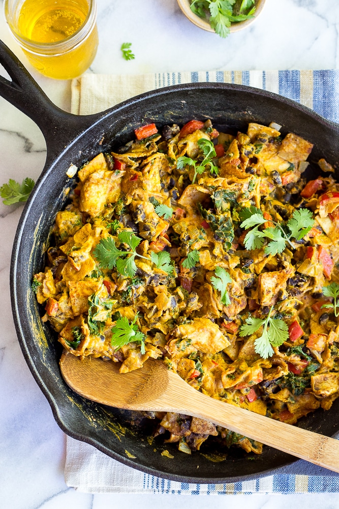 Cheezy Vegan Taco Skillet - This delicious dinner comes together quickly for an easy and delicious weeknight meal with a hint of pumpkin! {vegan, gluten free}