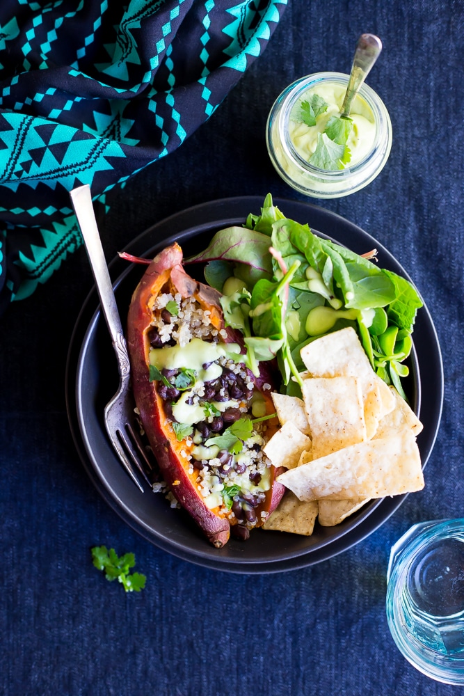 These Make Ahead Sweet Potato Lunch Bowls are a really easy and healthy lunch recipe!  You can make them ahead and enjoy them for lunch all week!  Naturally gluten free and vegan!