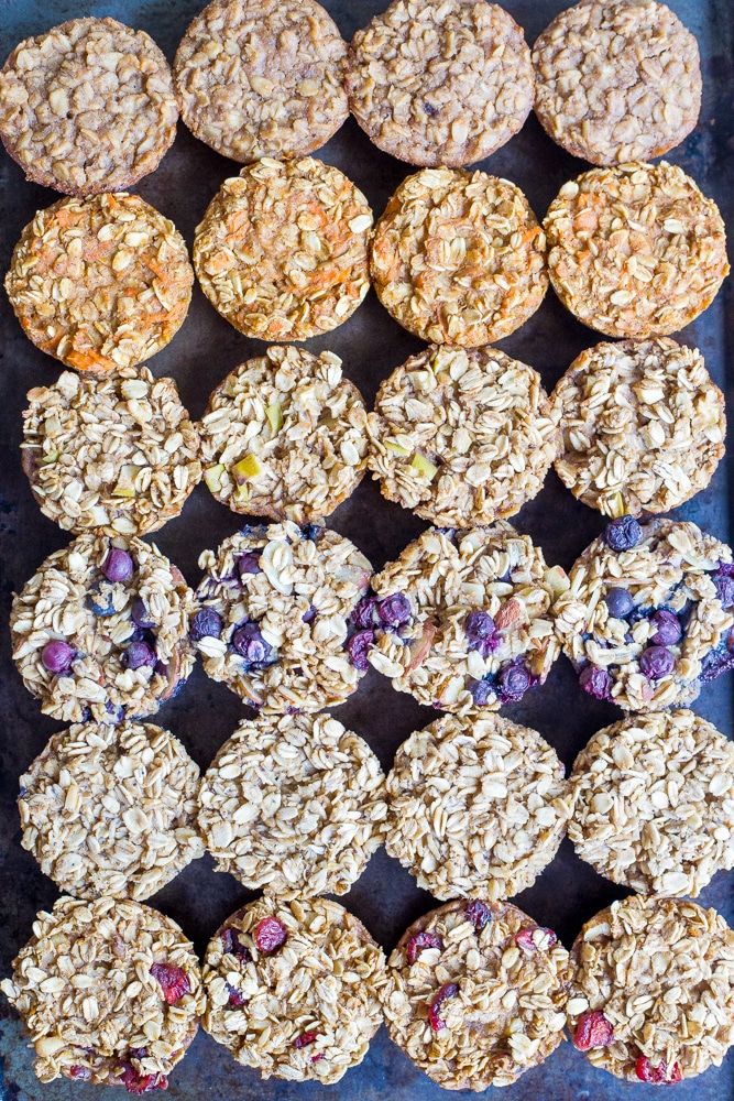 Healthy Baked Oatmeal Breakfast Cups 6 Ways - These are great to make ahead of stash in your fridge or freezer so you always have a healthy and filling breakfast on hand! Freezer friendly, make ahead, vegan, gluten free, refined sugar free.