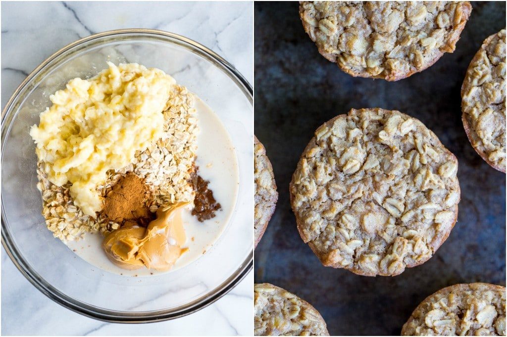 peanut butter banana baked oatmeal cups