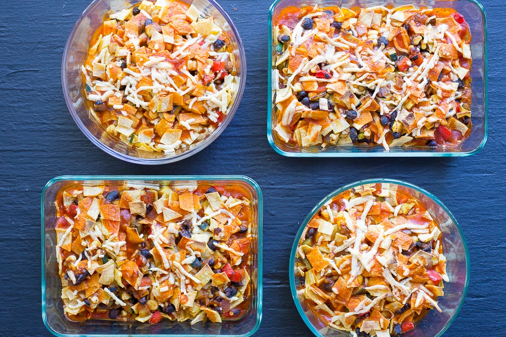 Make Ahead Enchilada Lunch Bowls - Cook these bowls on Sunday and you'll have a delicious and healthy lunch all week long!  They're gluten free and vegan!  Great vegetarian work lunch recipe!