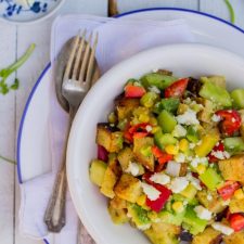 Green Tomato Southwestern Panzanella Salad with Cilantro Lime Dressing {gf}-image