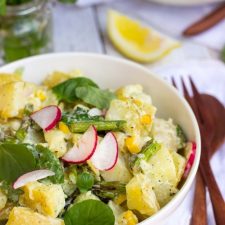 Grilled Asparagus & Corn Potato Salad with a Creamy Lemon Dill Dijon Dressing {gf+vegan option}-image