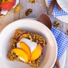 Ginger Peach Oatmeal Bake with Whipped Coconut Cream {gf+v}-image