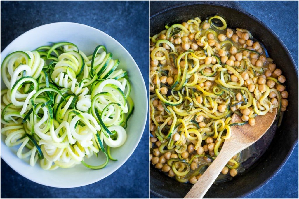  These 30 Minute Orange Ginger Zucchini Noodle Chickpea Bowls are great for a quick and easy vegetarian (and vegan) weeknight dinner!  They're also perfect for a healthy make ahead lunch bowl!  Gluten free too!