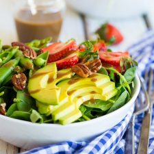 Strawberry, Avocado & Sweet Pea Salad with Balsamic Tahini Dressing-image