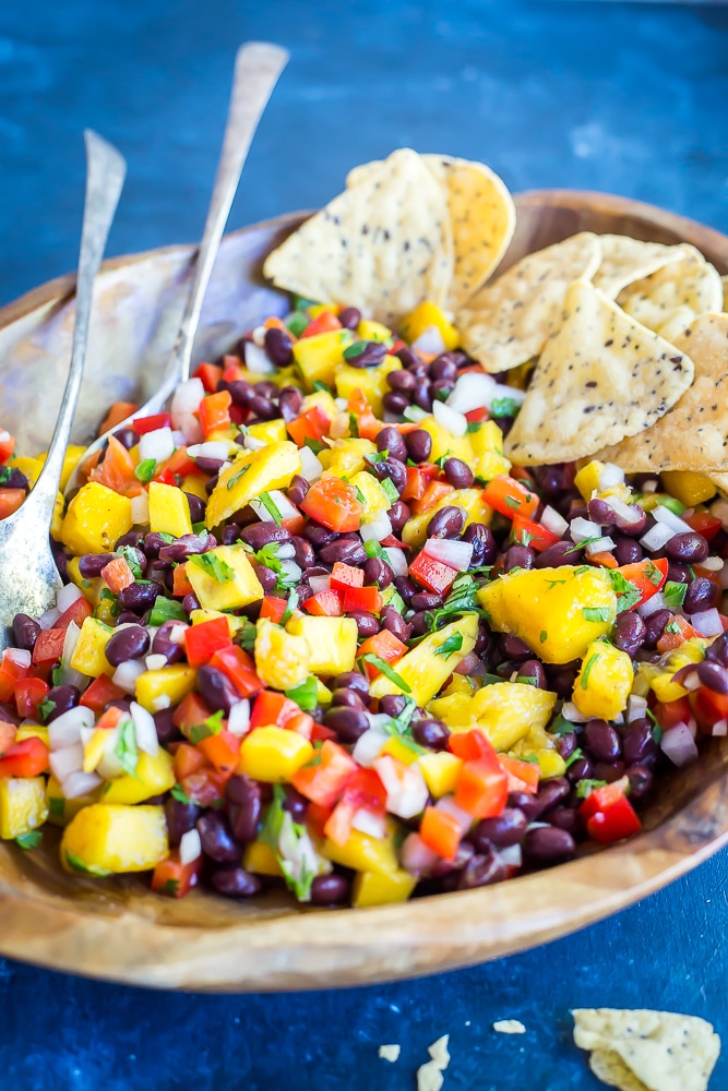 Easy Mango Black Bean Salad- Great for a quick, easy and healthy side dish or condiment!  Healthy/Vegan/Gluten Free/ Summer Side