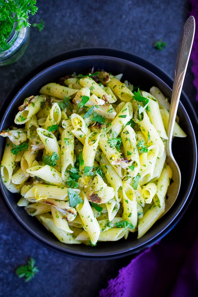 30-Minute-Roasted-Cauliflower-Pasta-with-Lemon-Chimichrri-Recipe1-9371