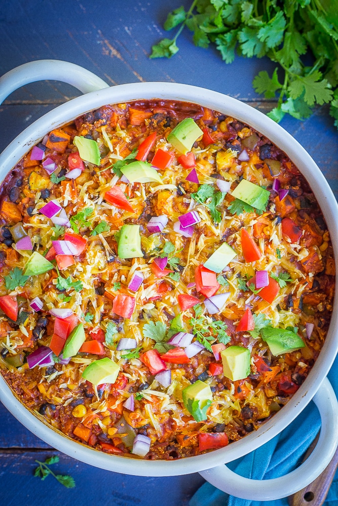 Sweet Potato Quinoa & Veggie Enchilada Bake-8442