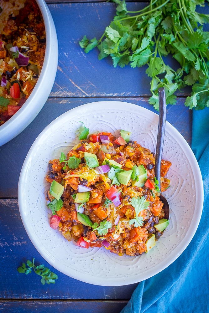 Sweet Potato Quinoa & Veggie Enchilada Bake-8457