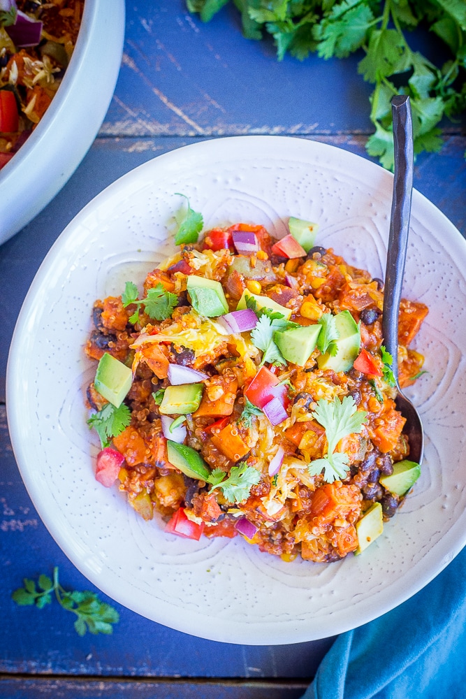 Sweet Potato Quinoa & Veggie Enchilada Bake-8471