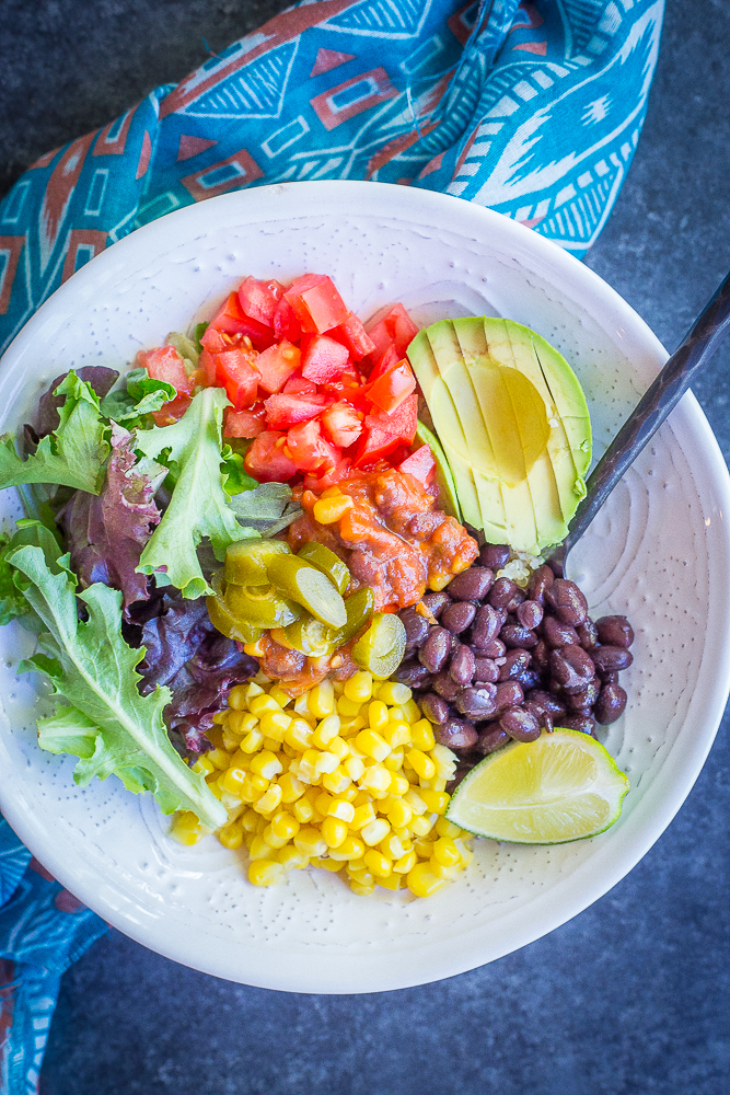 Easy Vegan Quinoa Bowls - 6 Ways - These delicious quinoa bowls are so easy to make and perfect for a make ahead lunch or dinner! There's 6 great flavors so you never get bored! All gluten free too!