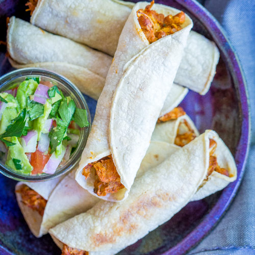 Jackfruit and Pinto Bean Baked Taquitos She Likes Food