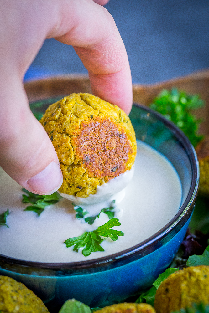 These Roasted Butternut Squash Falafel Bites are a healthy and delicious fall appetizer that everyone will love! They're gluten free, vegan and refined sugar free!