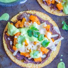 Roasted Butternut Squash Tostadas with Avocado Lime Sauce-image