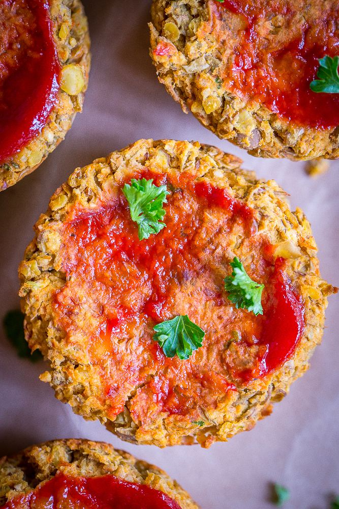 close up of a vegan meatloaf cup