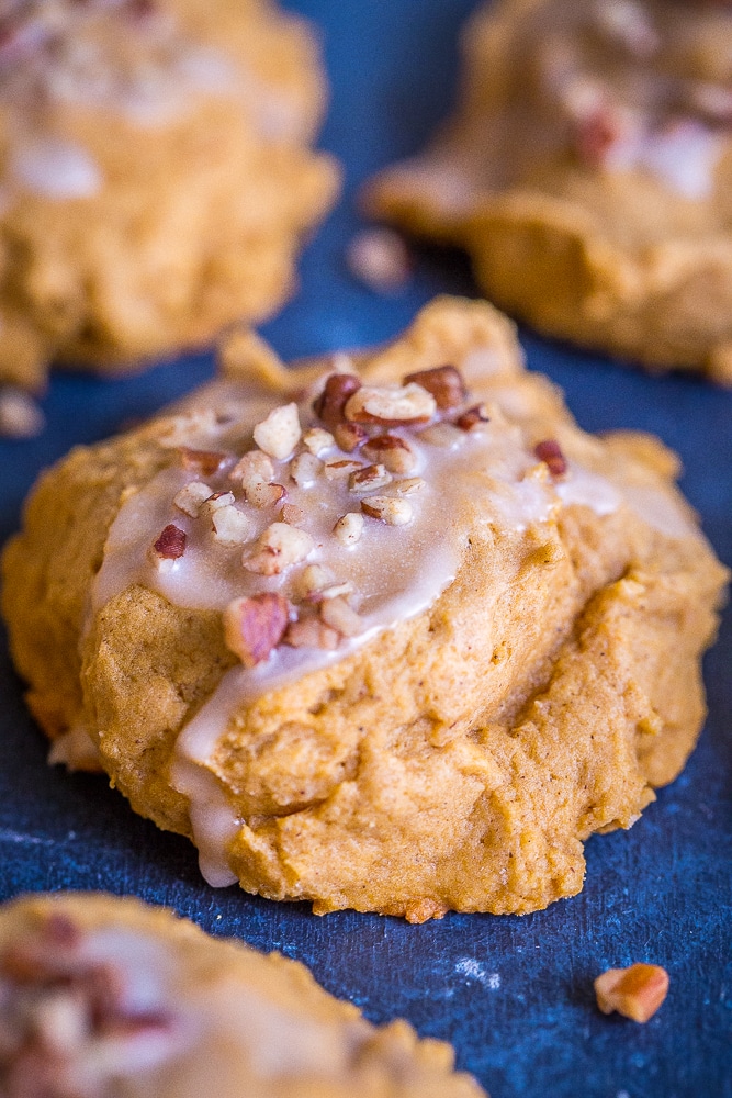close up of a soft and fluffy maple sweet potato cookie