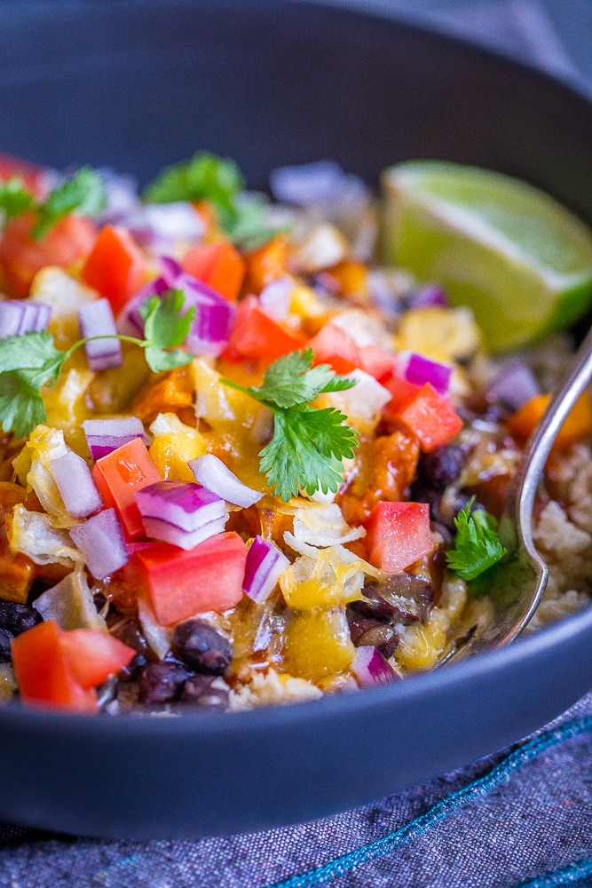 Enchilada Meal Prep Bowls with Butternut Squash and Cauliflower Rice