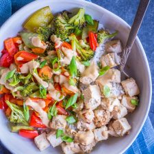 Sheet Pan Tofu and Vegetable Bowls with Ginger Peanut Sauce-image