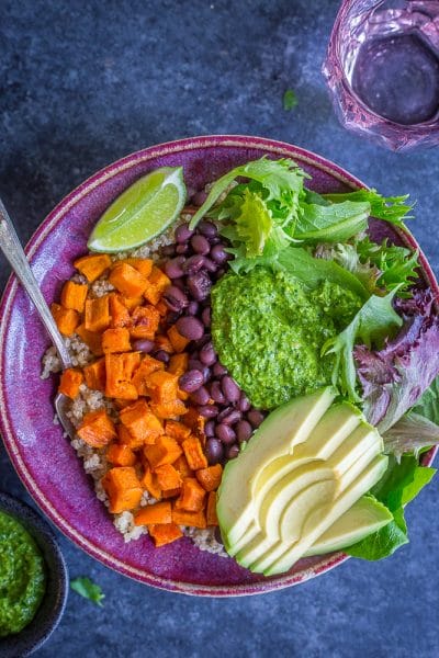 Sweet Potato and Black Bean Meal Prep Bowls with Cilantro Lime Pesto ...