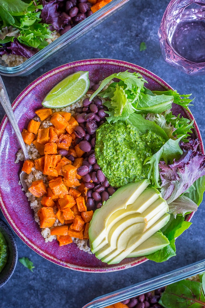 sweet potato and black bean meal prep bowls 