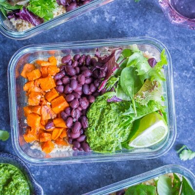 Sweet Potato and Black Bean Meal Prep Bowls with Cilantro Lime Pesto ...