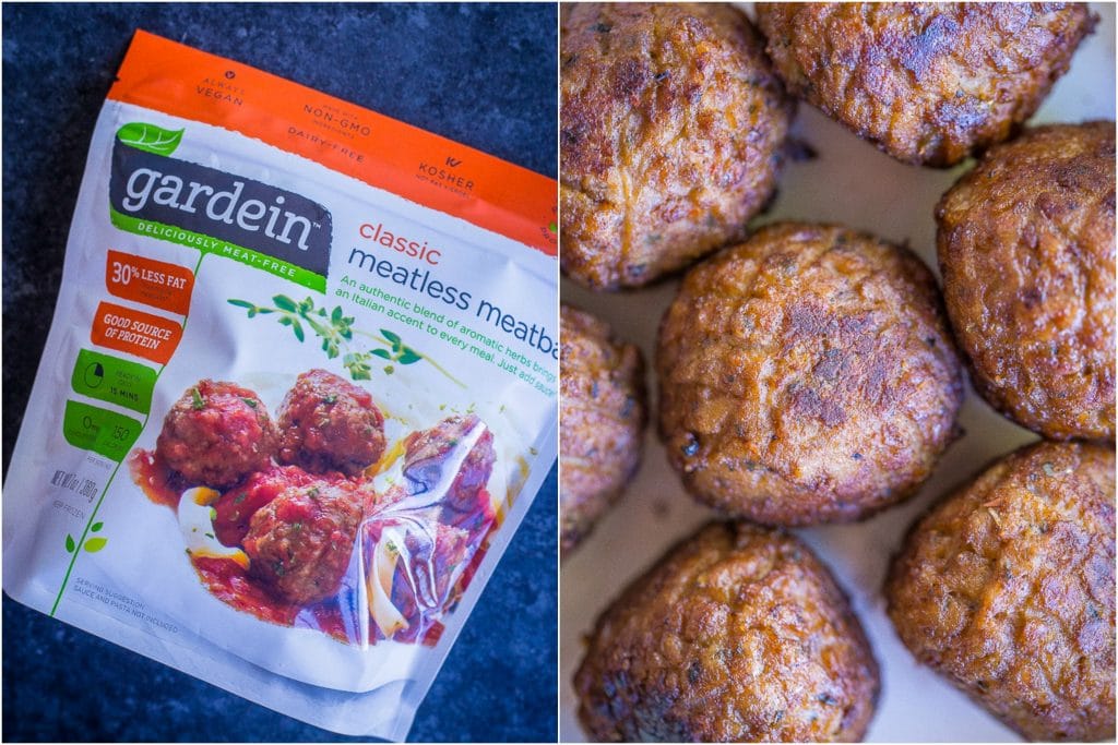 Spring Vegetable and Meatless Meatball Bowls with Pesto She Likes Food