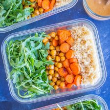 Roasted Carrot and Chickpea Salad with Orange Ginger Cashew Dressing {Meal Prep}-image