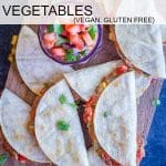 Pinterst image with text for Crispy Baked Tacos with Summer Vegetables