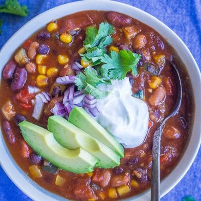Instant Pot Vegetarian Chili with Summer Vegetables - She Likes Food