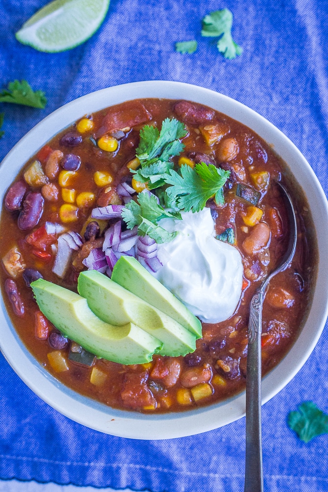 Instant Pot Vegetarian Chili With Summer Vegetables She Likes Food