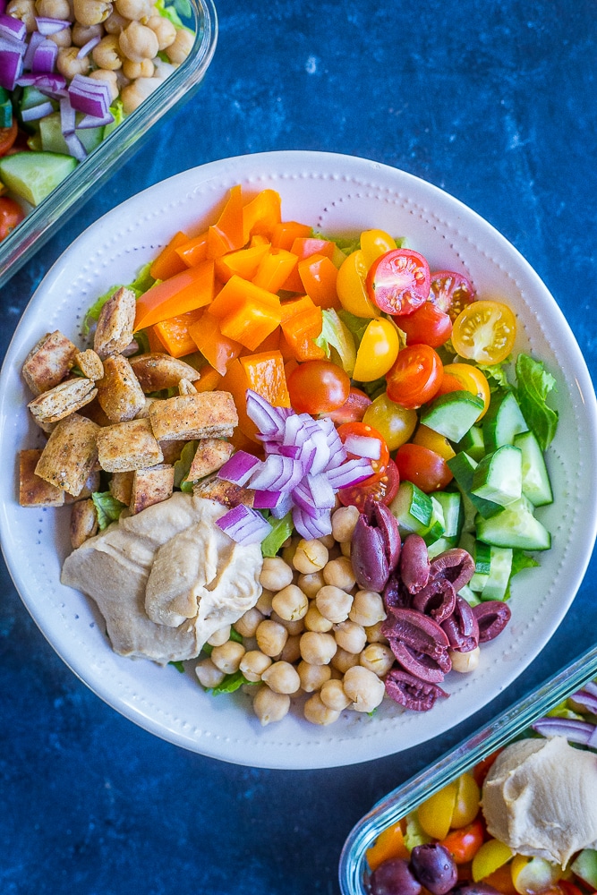 Lunch Meal Prep Greek Salad Bowl Recipe - Rainbow Delicious