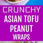 Long collage Pinterest pin for Crunchy Asian Tofu Peanut Wraps