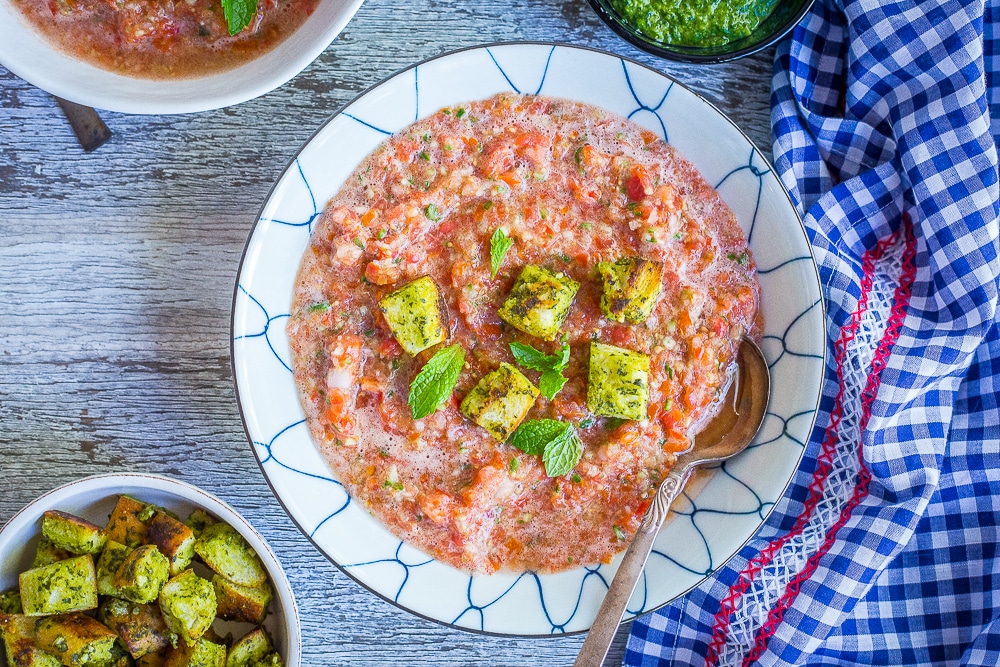 Chunky Cherry Tomato Gazpacho - She Likes Food