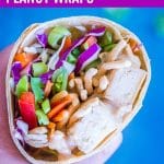 Pinterest image for Asian Tofu Peanut Wraps