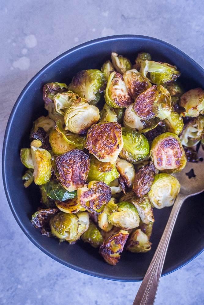 A bowl of the Best Simple Roasted Brussels sprouts 