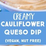 Pinterest long pin for Creamy Cauliflower Queso Dip
