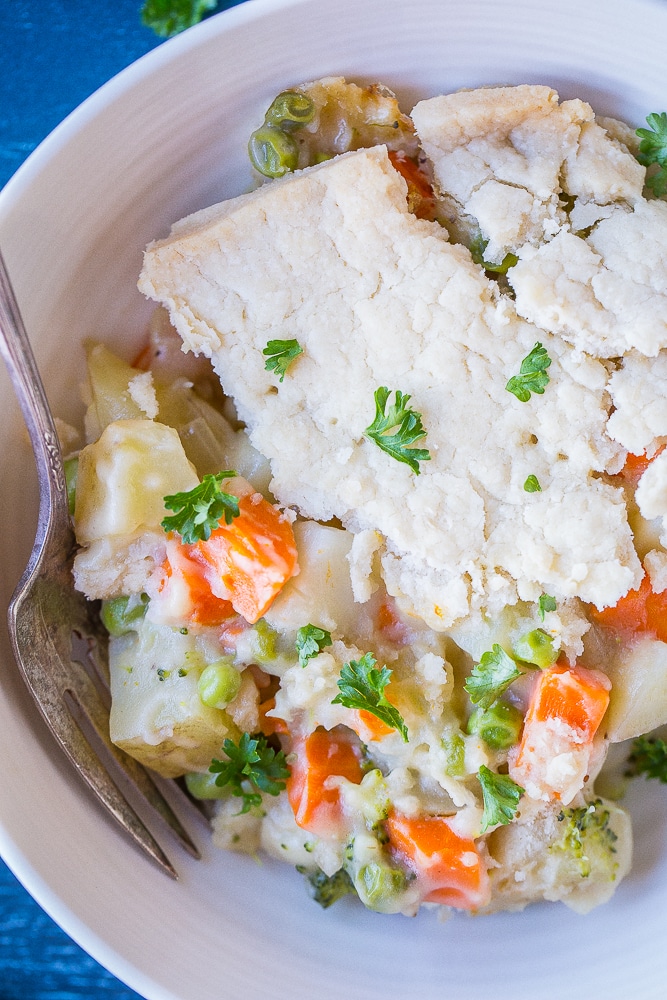 Close up of Creamy Vegan Pot Pie