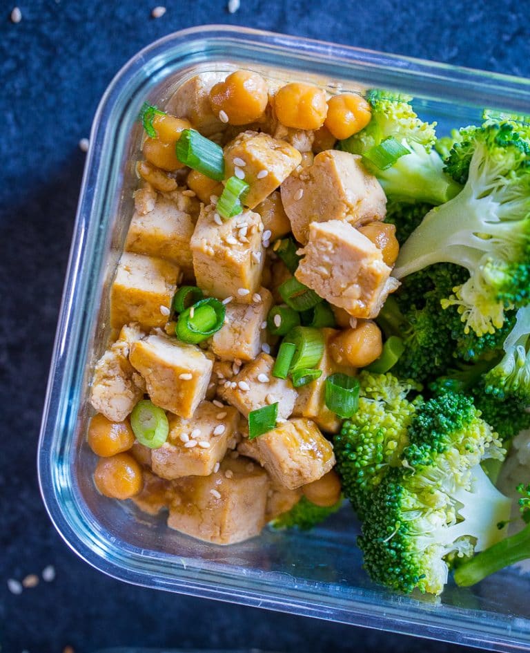 Orange Tofu Chickpea Bowls {Meal Prep} She Likes Food