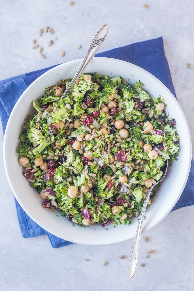 Big bowl of Crunchy Broccoli Salad 